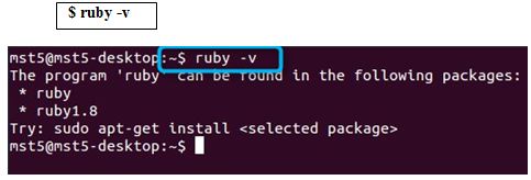Ruby is installed or its installed version
